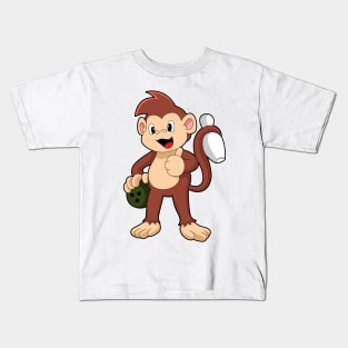 Monkey at Bowling with Bowling ball Kids T-Shirt